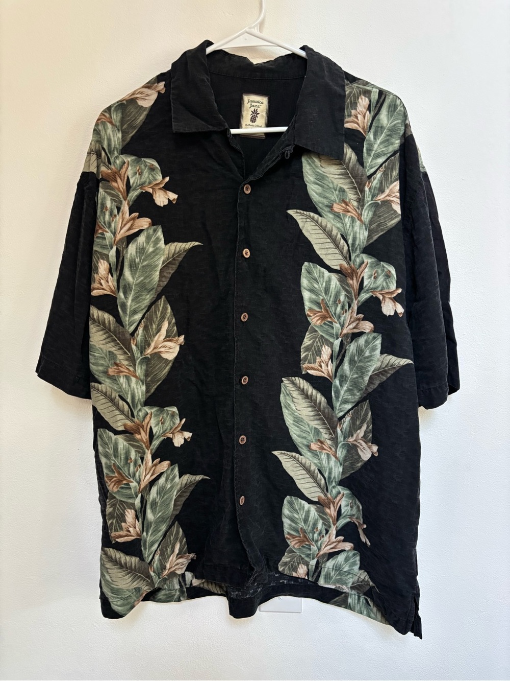 Jamaica Jaxx Silk Tropical Leaf Button-Up Shirt